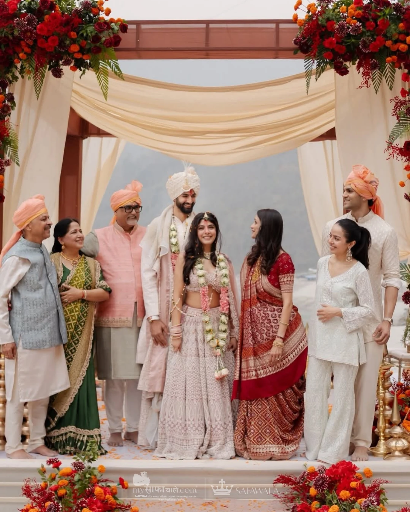 Royal red wedding safa and embroidered groom styling for Groom Pagdi Styling